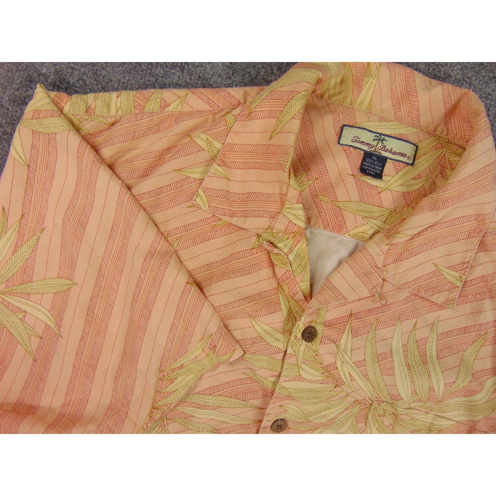 Tommy Bahama Shirt Mens XL Silk Tropical Resort Floral Stripe Vacation